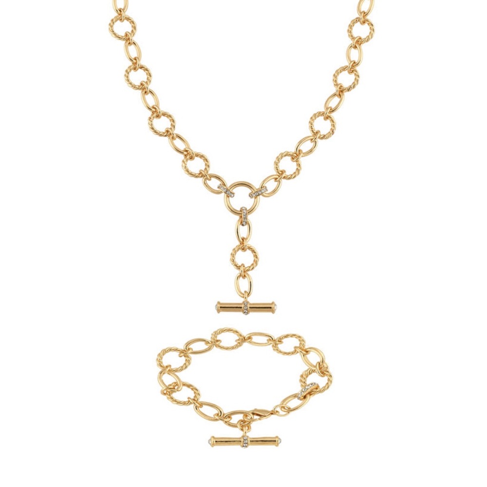 Links That Bind Vintage Gold Chain Necklace and Bracelet Set